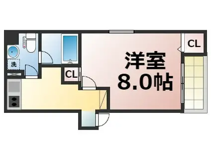 アムズコート勝山(1K/8階)の間取り写真