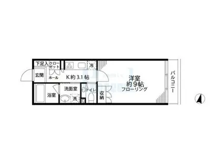 恩京アムールビル(1K/5階)の間取り写真