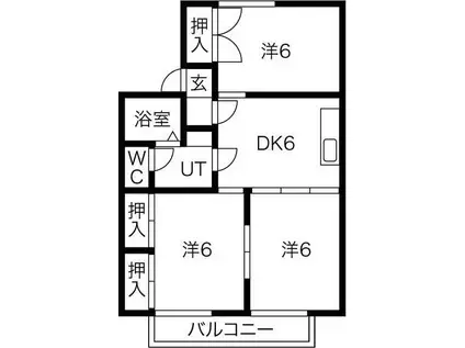 コンフォール石坂A(3DK/2階)の間取り写真