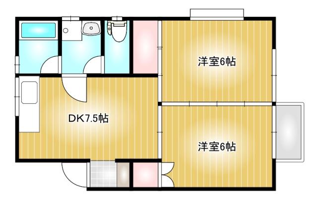 花の街ハイツ C棟(2DK/1階)の間取り写真