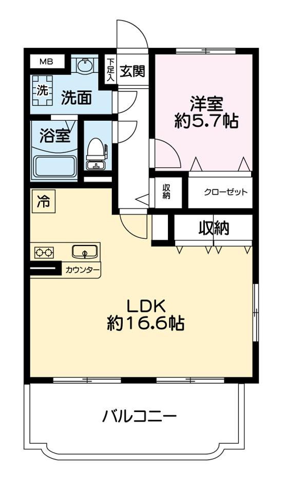 アグリザード(1LDK/1階)の間取り写真