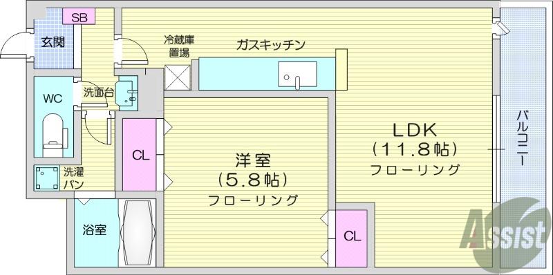 グランリピエーノパル(1LDK/1階)の間取り写真