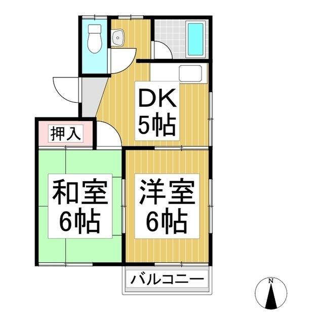 メゾン・ド・やまS棟(2DK/1階)の間取り写真