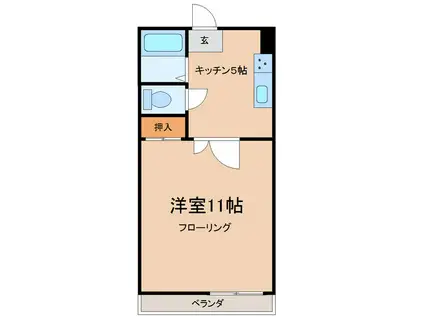 TOAハイツ(1DK/1階)の間取り写真