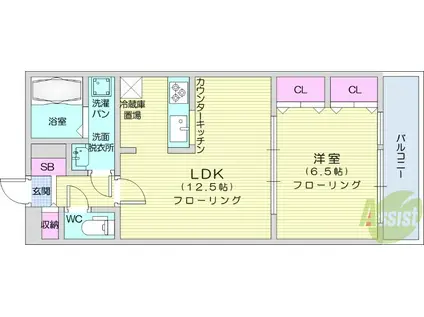 セロー明通館(1LDK/2階)の間取り写真