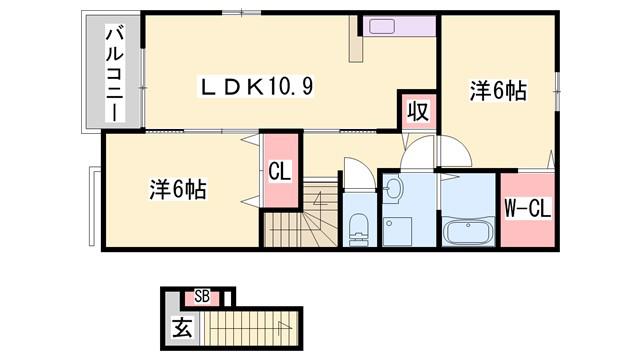 アルモニ カルム(2LDK/2階)の間取り写真
