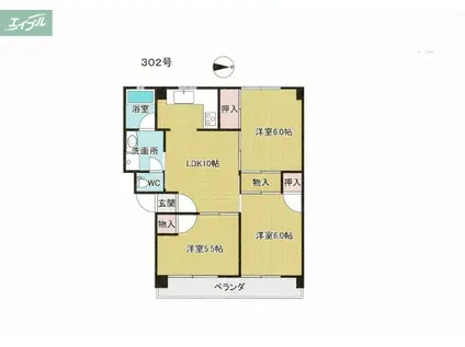 メゾン高崎(3LDK/3階)の間取り写真