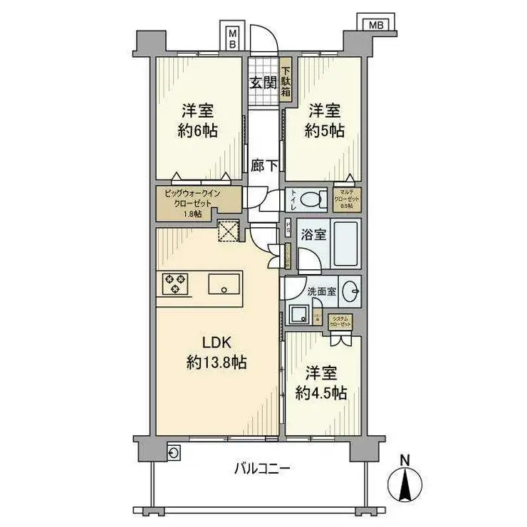 ヴェレーナグラン茅ヶ崎東海岸 2階階 間取り