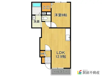 ブランシェ甘木(1LDK/1階)の間取り写真