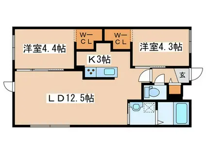 LIVEASE KITAMARUYAMA(2LDK/2階)の間取り写真