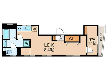 モデラートK(1LDK/2階)の間取り写真