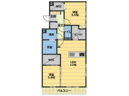 ディーシャンブル南丸之内 B棟(2LDK/3階)の間取り写真