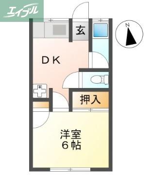 多田コーポ第2(1DK/1階)の間取り写真