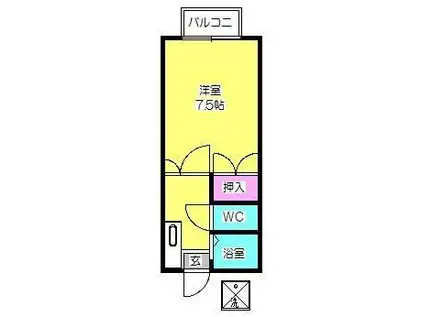 ファーストインビバリーヒルズD棟(1K/3階)の間取り写真