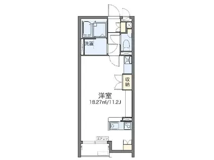 ユイット(ワンルーム/2階)の間取り写真