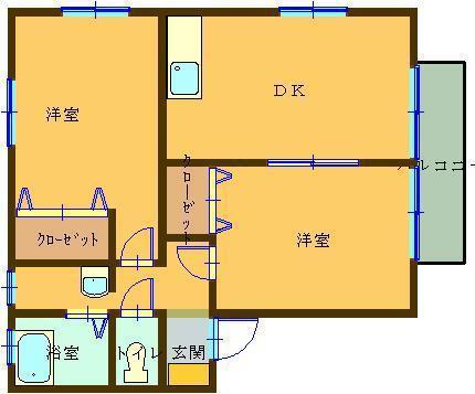 サンロイヤル(2DK/2階)の間取り写真