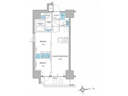 LEFOND PROGRES上野マークス(2LDK/13階)の間取り写真