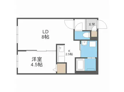 ネクステージ手稲本町(1LDK/1階)の間取り写真