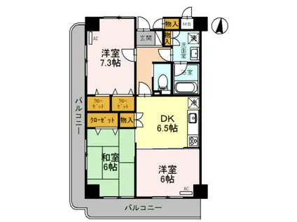 イースト VILLAGE 2001(3DK/1階)の間取り写真