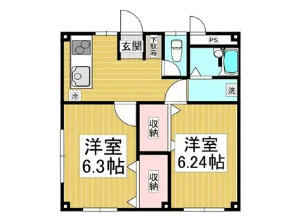 グリーンマークI・II(2K/1階)の間取り写真