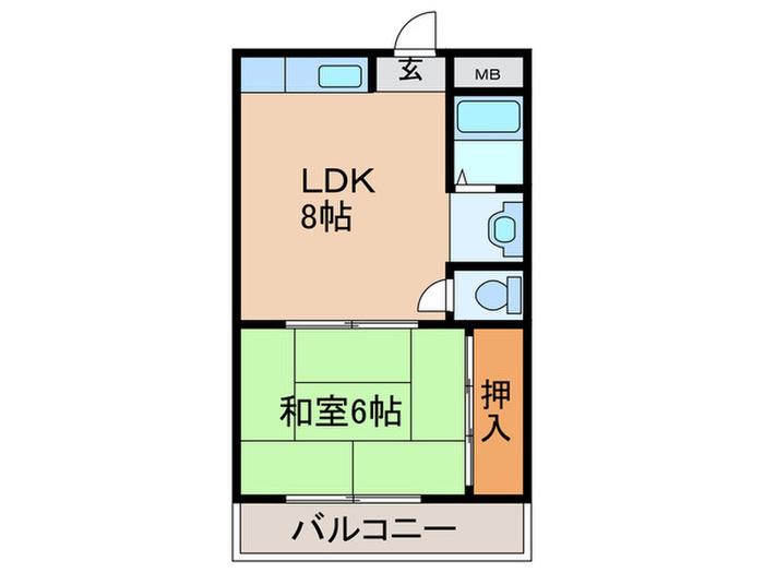 ロイヤルメゾンテル(1LDK/4階)の間取り写真