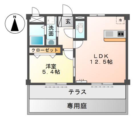 サクシード3(1LDK/1階)の間取り写真