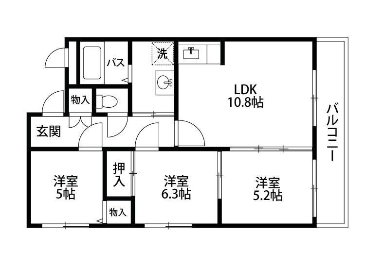 ファミーユ(3LDK/2階)の間取り写真