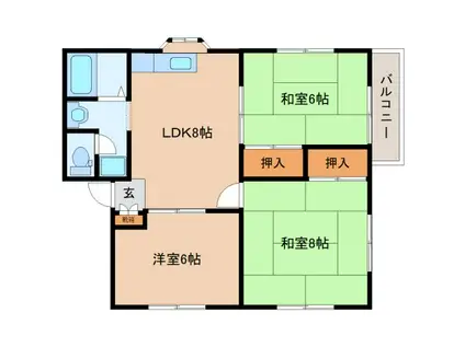 ハイツいかるが法隆寺(3LDK/2階)の間取り写真