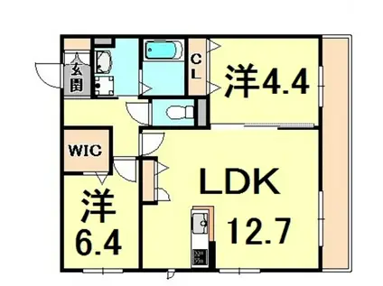 MAST COURT丸橋 B棟(2LDK/1階)の間取り写真