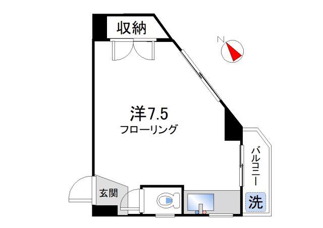 大庭ビル(ワンルーム/2階)の間取り写真