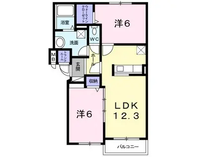 クロムシード(2LDK/4階)の間取り写真