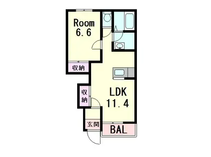 スターテラス22A棟(1LDK/1階)の間取り写真