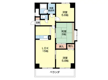 和泉ガーデンパレス(3LDK/2階)の間取り写真