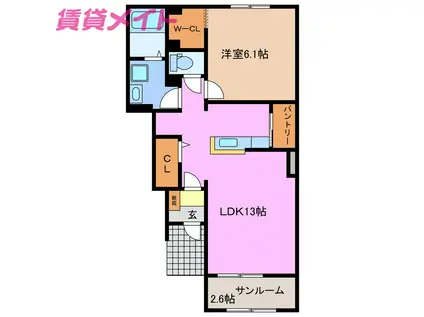 ケントスII(1LDK/1階)の間取り写真