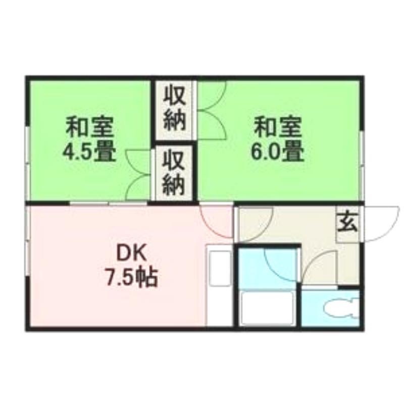 北日本ハイツB棟(2LDK/3階)の間取り写真