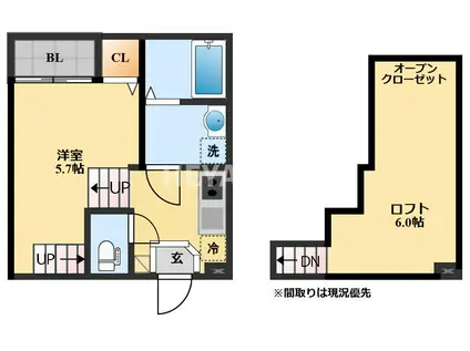 MODERN PALAZZO 大村LITMUS(1SK/2階)の間取り写真