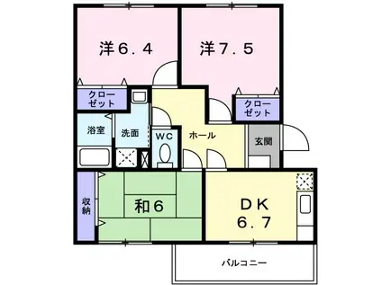 ミュゼ上町(3DK/2階)の間取り写真