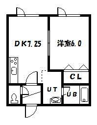 ノースウイング21(1DK/2階)の間取り写真