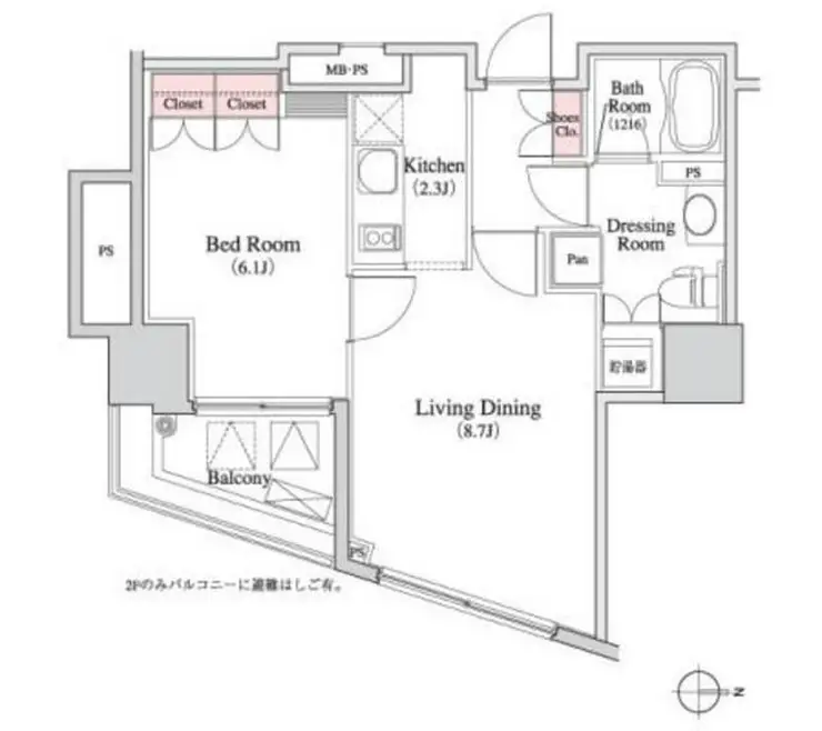 パークキューブ八丁堀 8階階 間取り