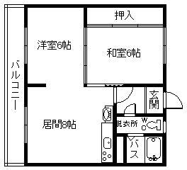 エステート宮下26A・B(2DK/1階)の間取り写真