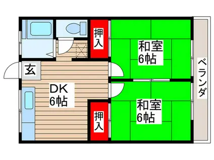 コーポ小倉(2DK/2階)の間取り写真