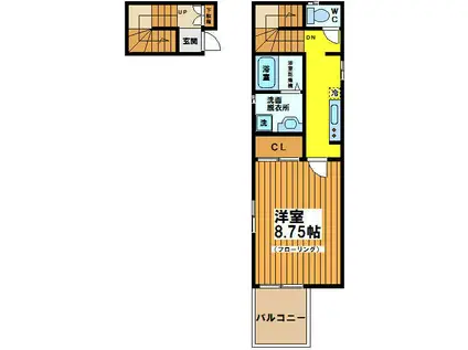 アムパルク羽根木(1K/2階)の間取り写真