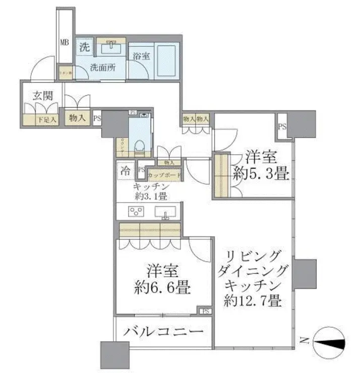 ザ湾岸タワーレックスガーデン 18階階 間取り
