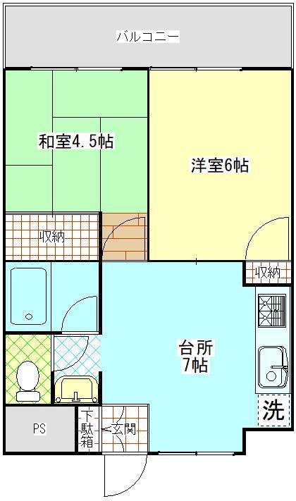 トーヨーマリンハイム(2DK/9階)の間取り写真