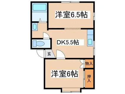 フレグランスパールA(2DK/1階)の間取り写真