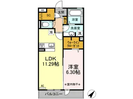 ボヌールメゾン(1LDK/2階)の間取り写真