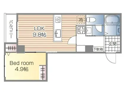 コスモグランデII(1LDK/3階)の間取り写真