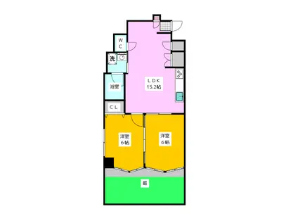 ディアアルテ(2LDK/1階)の間取り写真