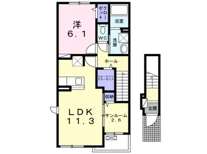 エレガント オハナ(1LDK/2階)の間取り写真