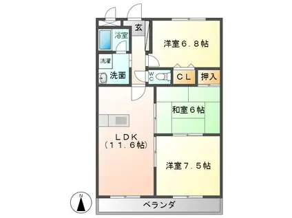 BELL COURT AWANO(3LDK/2階)の間取り写真
